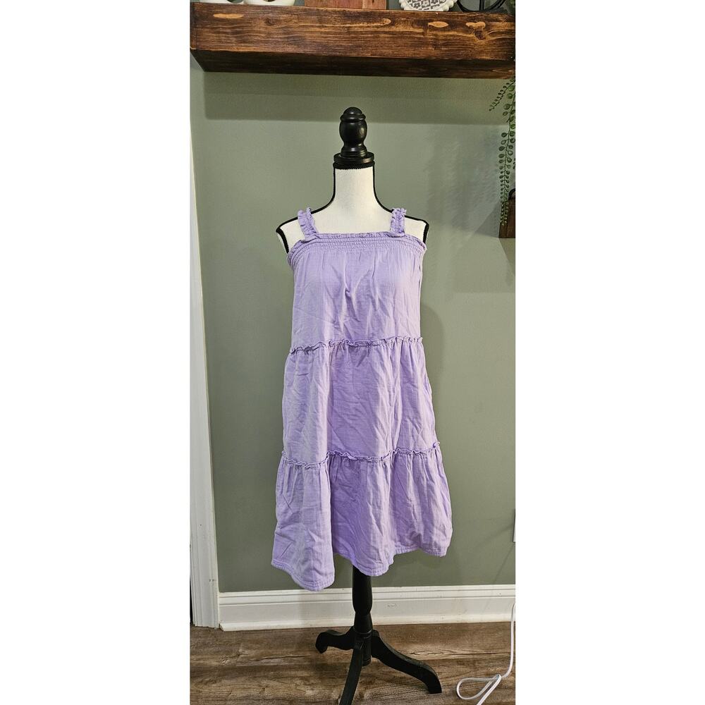 Old Navy Girl's Large‎ (10/12) Sleeveless Lavender Ruffle-Trim Tiered Midi Dress